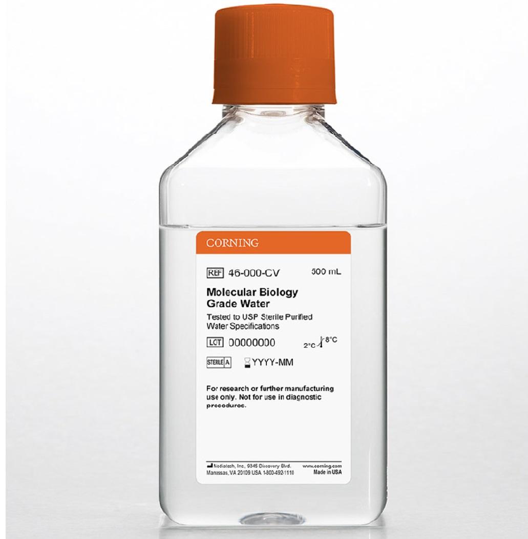 Corning® 500 mL Molecular Biology Grade Water Tested to USP Sterile Purified Water Specifications