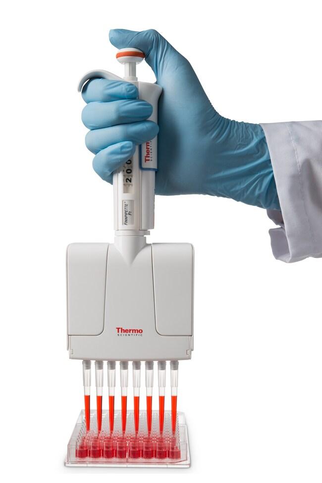 Finnpipette™ F1 Multichannel Pipette, 30 to 300 μL, 12 Channels, Orange