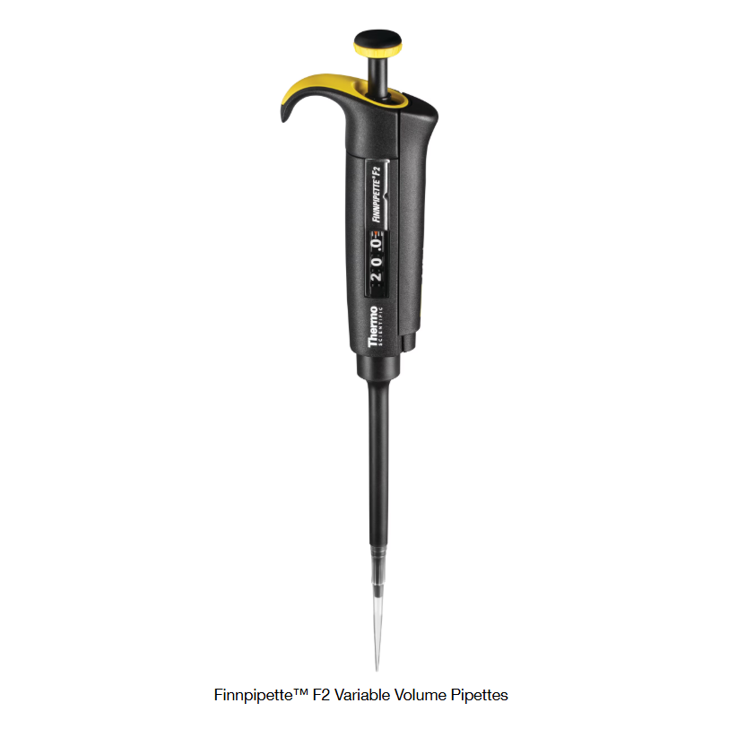 Finnpipette™ F2 Variable Volume Pipettes, 10 to 100 μL, Yellow