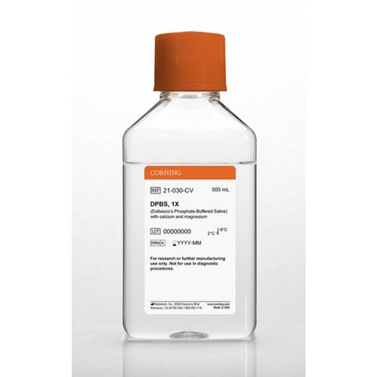 Corning® 500 mL Dulbecco’s Phosphate-Buffered Saline, 1X with Calcium and Magnesium, Shelf Life: 36 Months