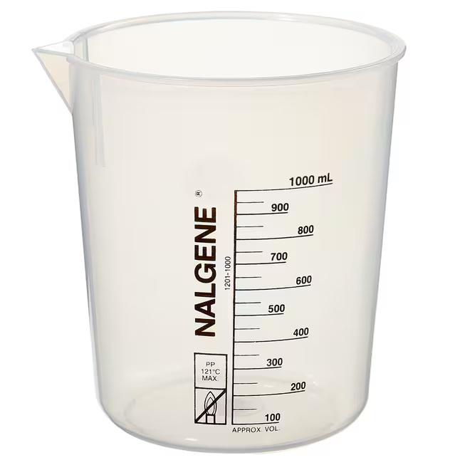 Nalgene™ Polypropylene Griffin Low-Form Plastic Beakers, 1000 mL, Case of 12