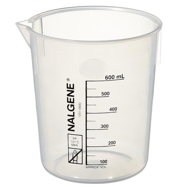 Nalgene™ Polypropylene Griffin Low-Form Plastic Beakers, 600 mL, Case of 24