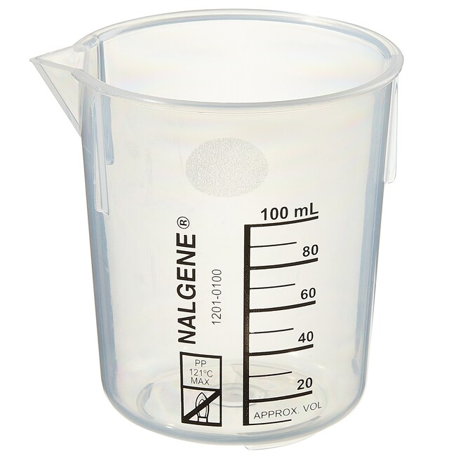 Nalgene™ Polypropylene Griffin Low-Form Plastic Beakers, 100 mL, Case of 48