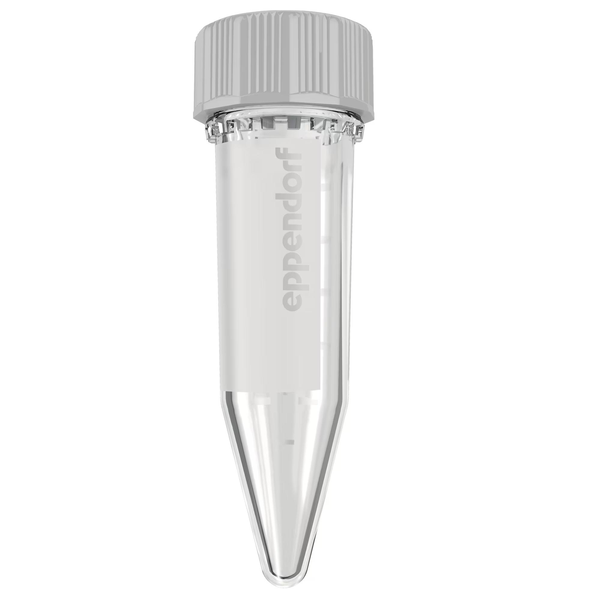 Eppendorf Tubes® 5.0 mL with screw cap, 5.0 mL, PCR clean, colorless, 200 tubes (2 bags × 100 tubes)