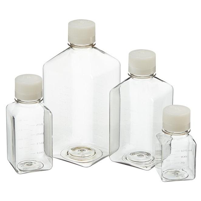 Nalgene™ Square PET Media Bottles with Closure: Sterile, Shrink-Wrapped Trays, 1 L