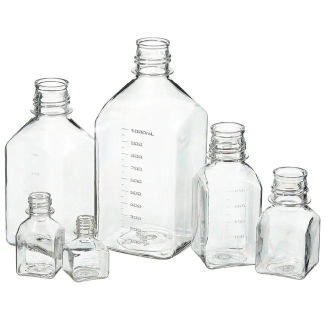 Nalgene™ Square PET Media Bottles with Closure: Sterile, Shrink-Wrapped Trays, 650 mL