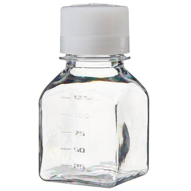 Nalgene™ Square PETG Media Bottles with Closure: Nonsterile, Shrink-Wrapped Trays, 125 mL, Case of 96