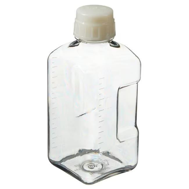 Nalgene™ Square PETG Media Bottles with Closure: Sterile, Shrink-Wrapped Trays, 2000 mL, Case of 12