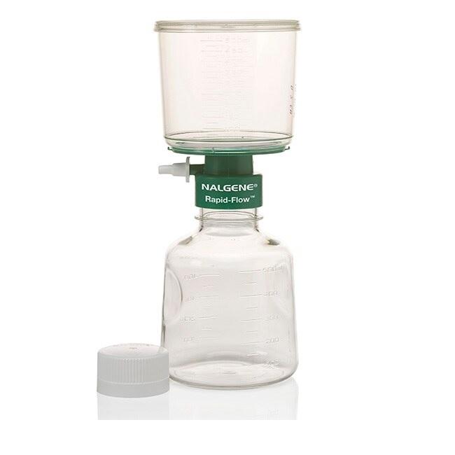 Nalgene™ Rapid-Flow™ Sterile Single Use Vacuum Filter Unit, Cellulose Nitrate, Volume Receiver 500 mL, Pore Size 0.2 μm, Diam. 75 mm, Case of 12