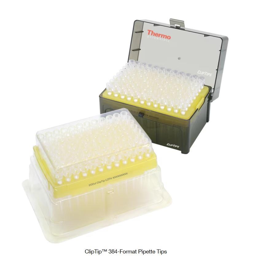 ClipTip™ 384-Format Pipette Tips, 125 μL, Sterile, Non-filtered, Yellow