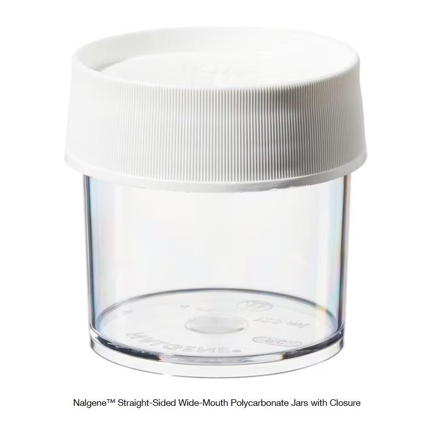 Thermo Scientific™ Nalgene™ Straight-Sided Wide-Mouth Polycarbonate Jars with Closure, 125 mL, Case of 24