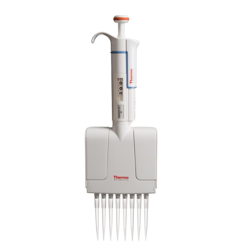 Finnpipette™ F1 Multichannel Pipettes, 8 Channels, 30 - 300 μL, Orange