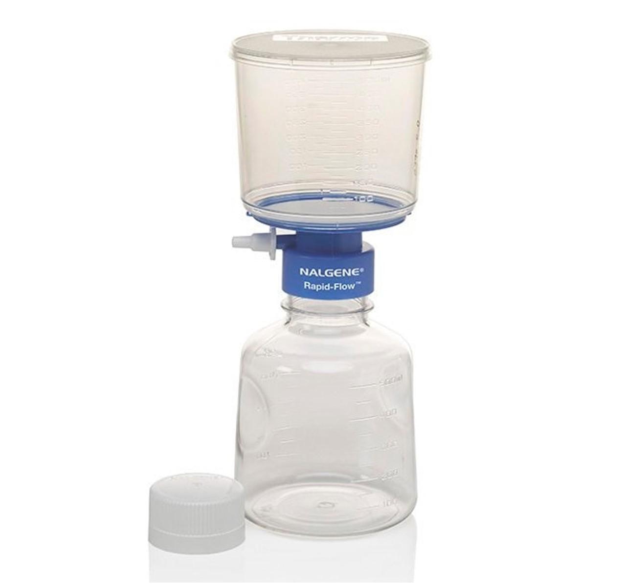 Nalgene™ Rapid-Flow™ Sterile Single Use Vacuum Filter Unit, PES, Volume Receiver 500 mL, Pore Size 0.2 μm, Diam. 75 mm, Case of 12