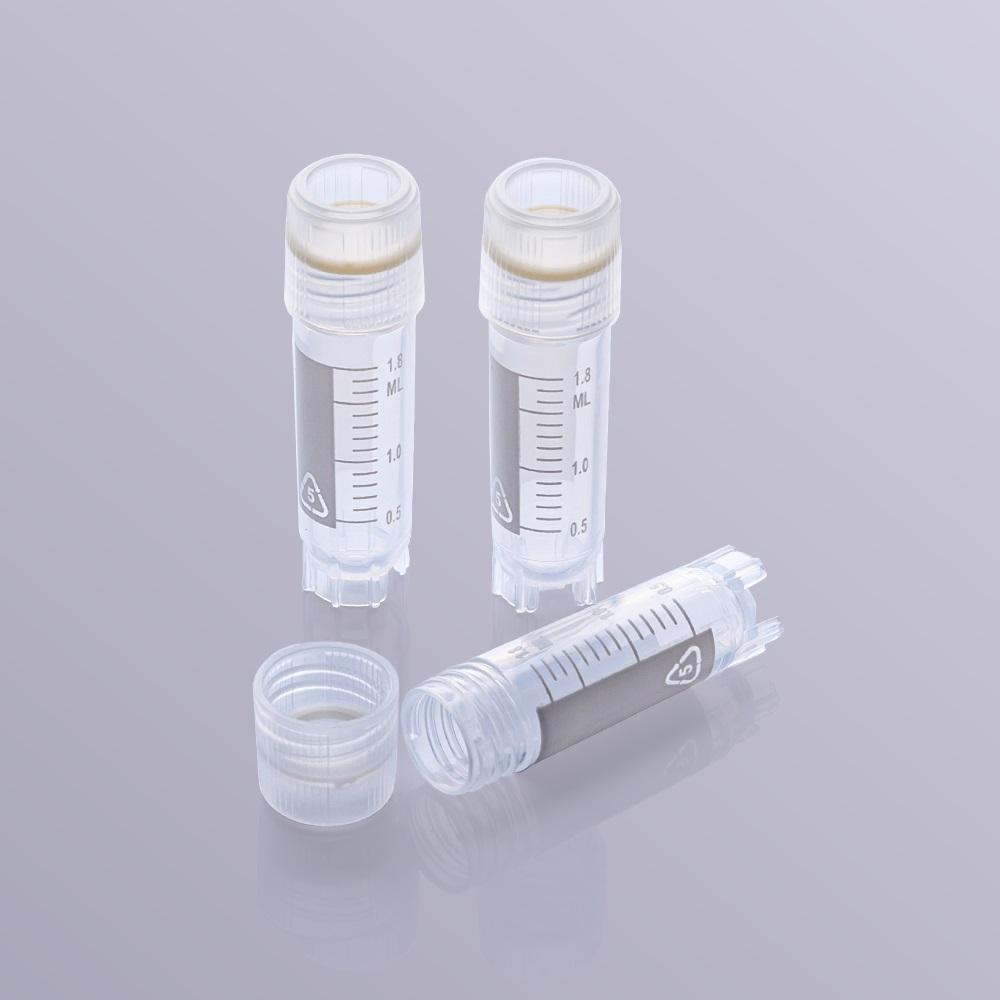 Biosharp 2.0mL Cryogenic Vial, External Thread, Sterile, White Cap, Clear Tube